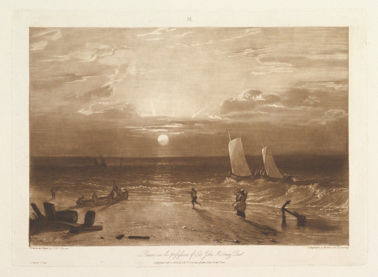 米尔德迈（Mildmay）Sea-Piece Liber Studiorum，第8部分，盘子40，1812年2月11日。 作者 约瑟夫·马洛德·威廉·特纳