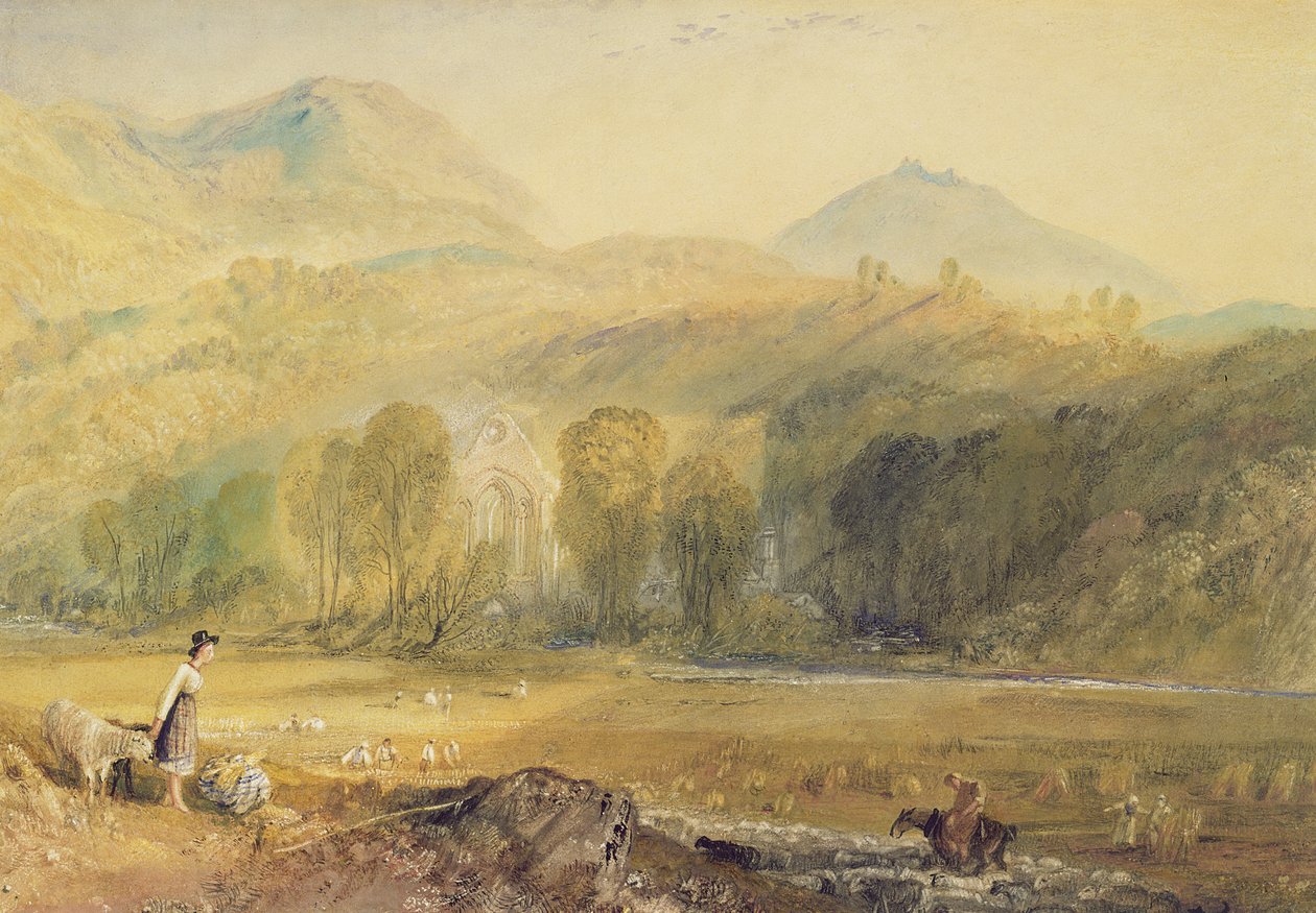 Valle Crucis 修道院，登比郡，c.1826（纸上水彩画） 作者 约瑟夫·马洛德·威廉·特纳