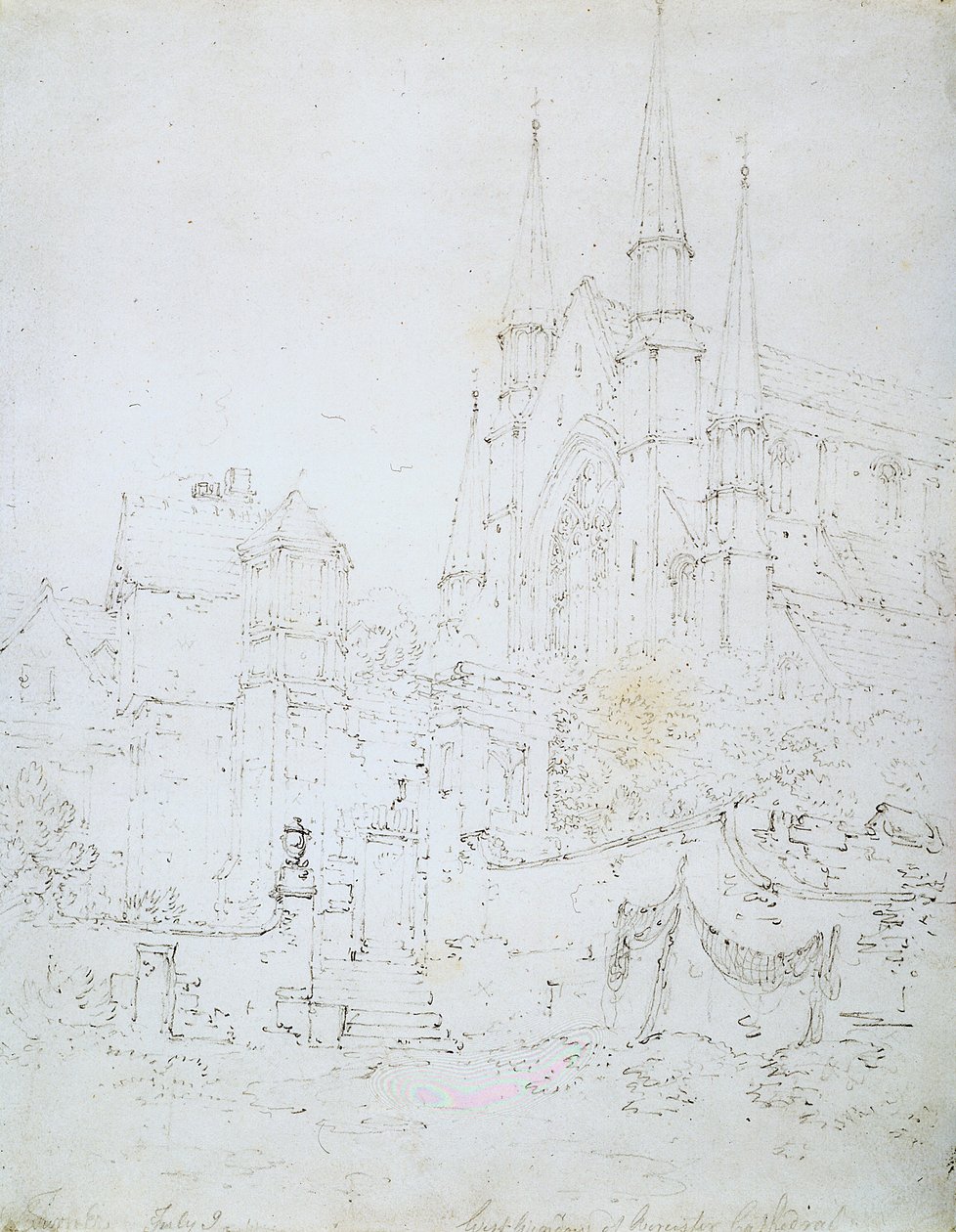 伍斯特大教堂西窗（白纸铅笔画） 作者 约瑟夫·马洛德·威廉·特纳