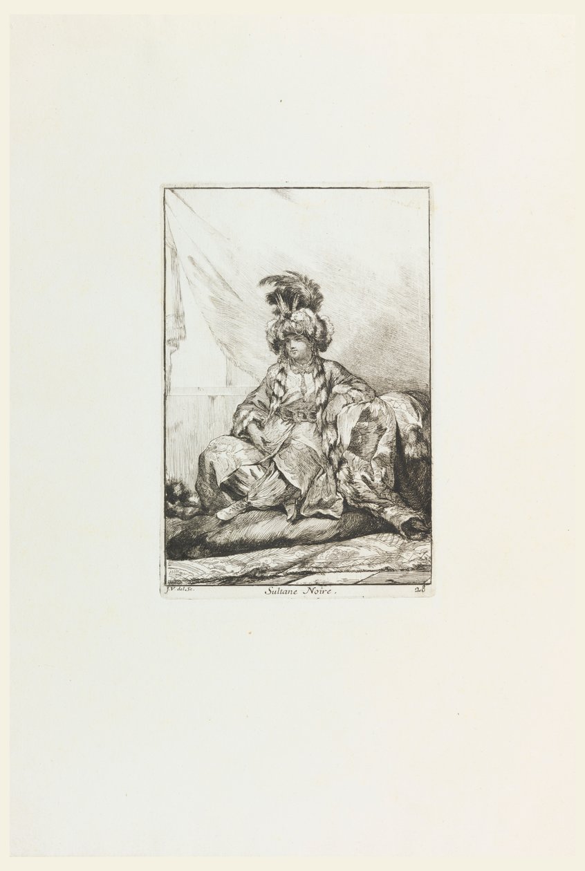 Sultane Noire（《黑色苏丹娜》），《Caravanne du Sultan à la Mecque》（《苏丹前往麦加的商队》）系列中的第 28 号版画 作者 约瑟夫·玛丽·维恩