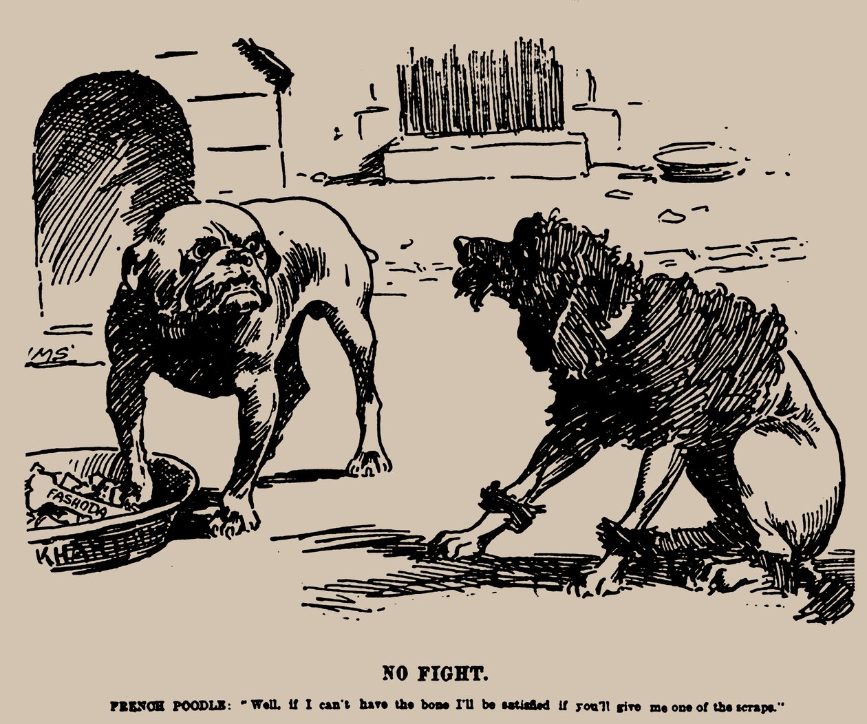 没有战斗。关于法绍达事件的漫画，1898年。 作者 约瑟夫·莫伍德·斯坦尼福思