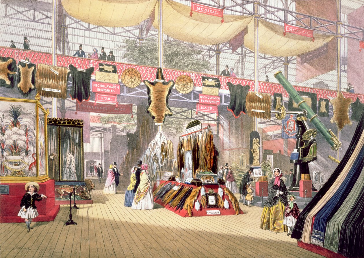 1851年大型展览：迪金森兄弟的皮草展台 作者 约瑟夫·纳什