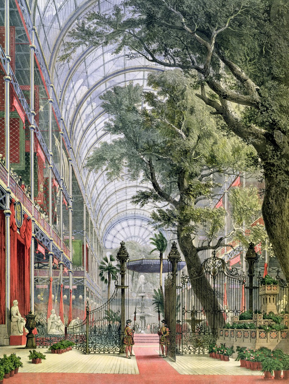 水晶宫的内部视图，海德公园，在1851年显示伟大的展览的开头 作者 约瑟夫·纳什