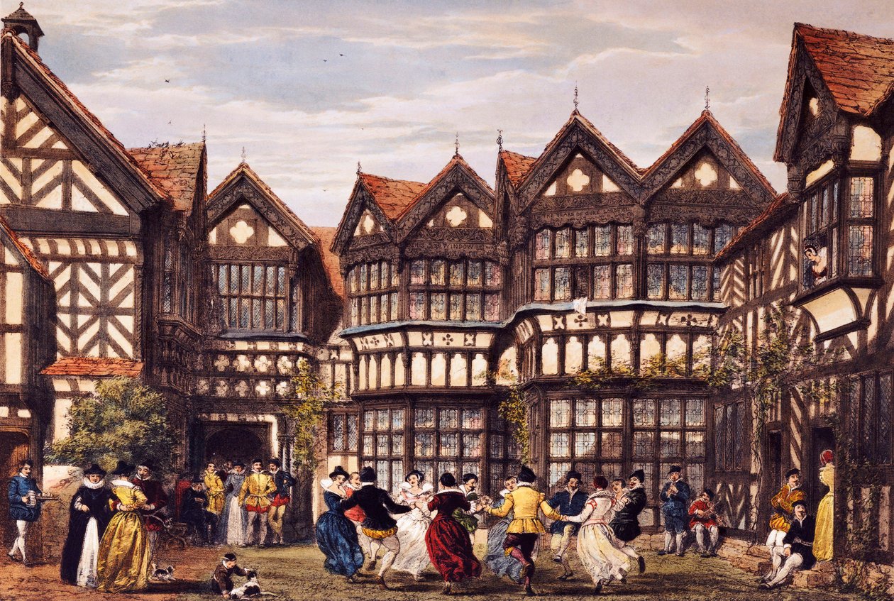 柴郡的Little Moreton Hall，摘自“旧时的英格兰豪宅”，1839-40 作者 约瑟夫·纳什