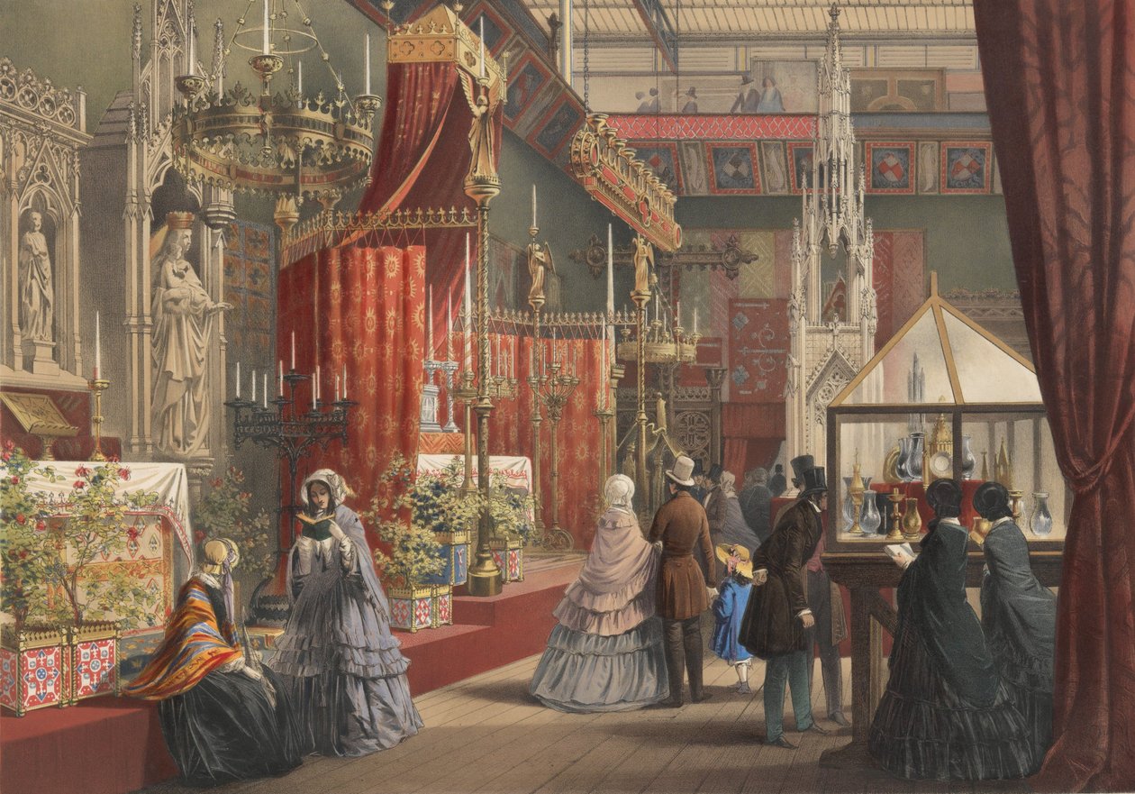 中世纪的法院：1851年的大展览会，1854年。 作者 约瑟夫·纳什