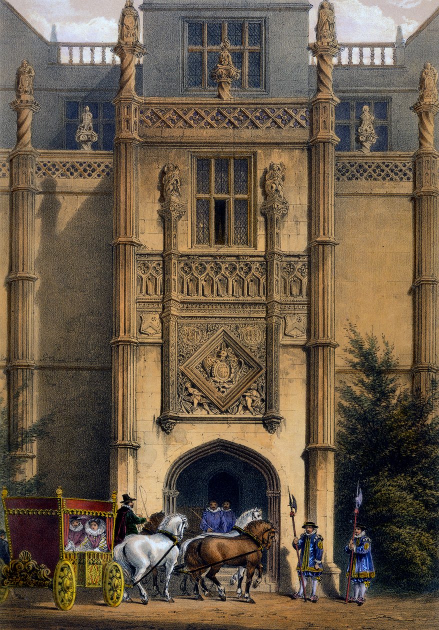 The Arch，Montacute House，Somerset，来自&39;中世纪建筑&39;，1838年 作者 约瑟夫·纳什
