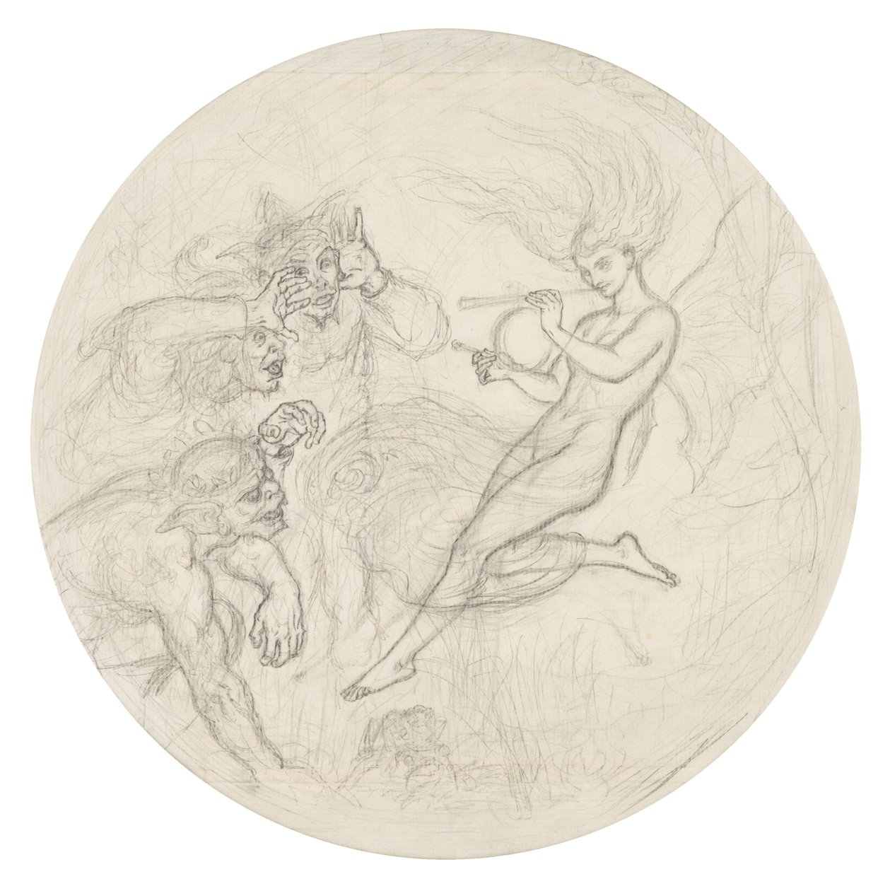 这座小岛上满是喧闹声：史蒂芬诺和特林库洛（Ariel（pencil）领导） 作者 约瑟夫·诺埃尔·佩顿