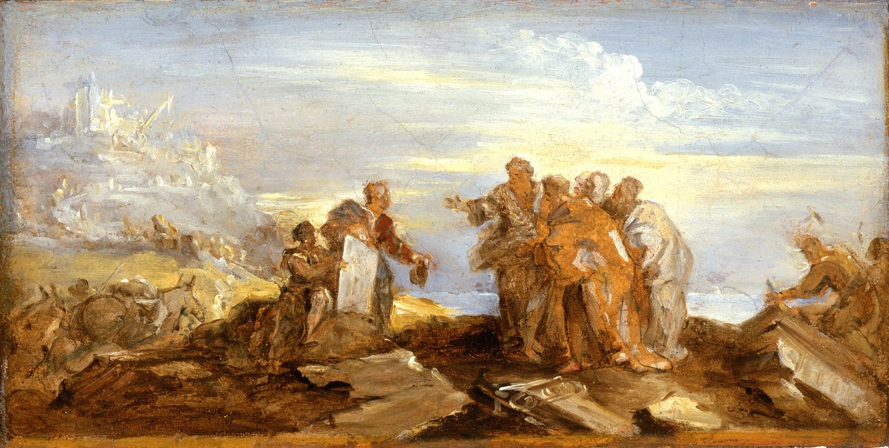 古代历史的场景，c.1680-90（画布上的油画） 作者 约瑟夫·帕罗塞尔