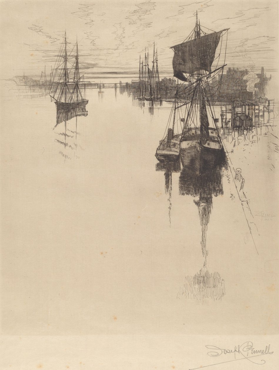 费城栗子街桥下，1884年。 作者 约瑟夫·彭内尔