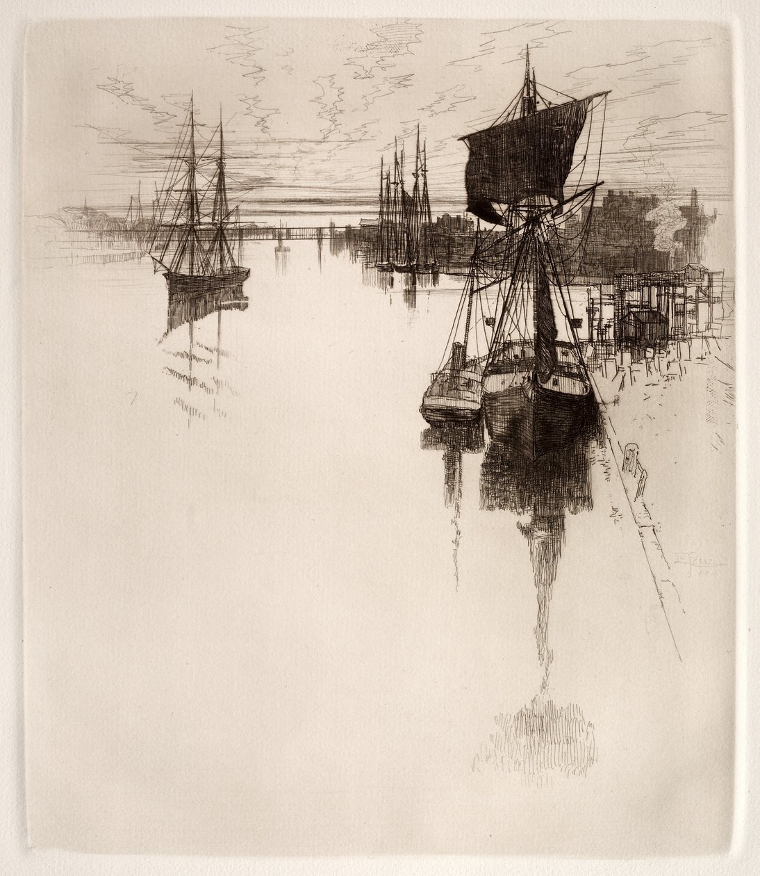 栗子街桥下，费城，1884年。 作者 约瑟夫·彭内尔
