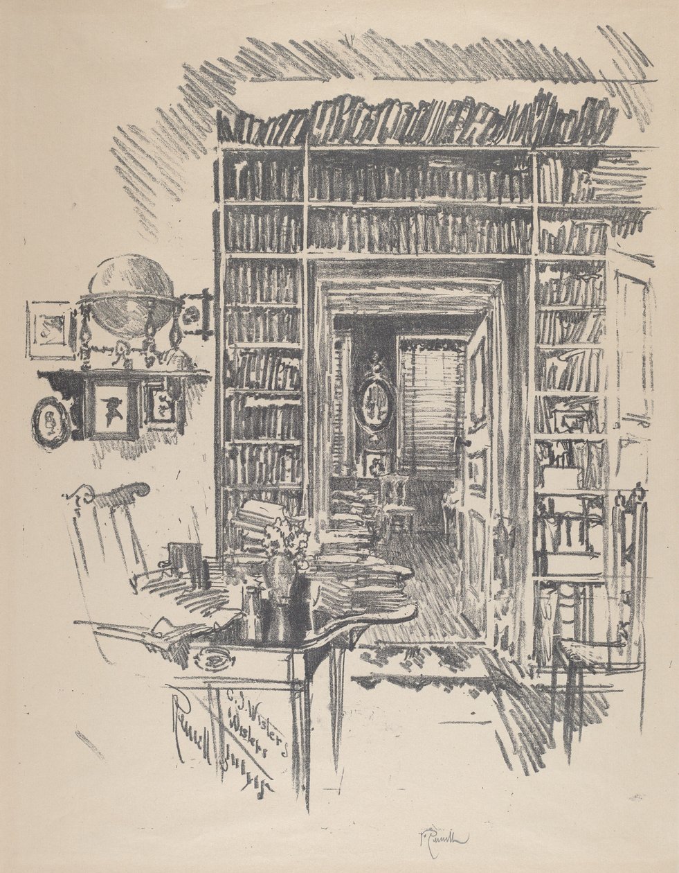 威斯特博士的书房，1912年。 作者 约瑟夫·彭内尔