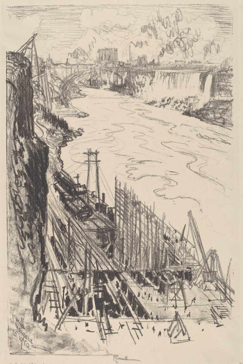 建造一个动力室，1910年。 作者 约瑟夫·彭内尔