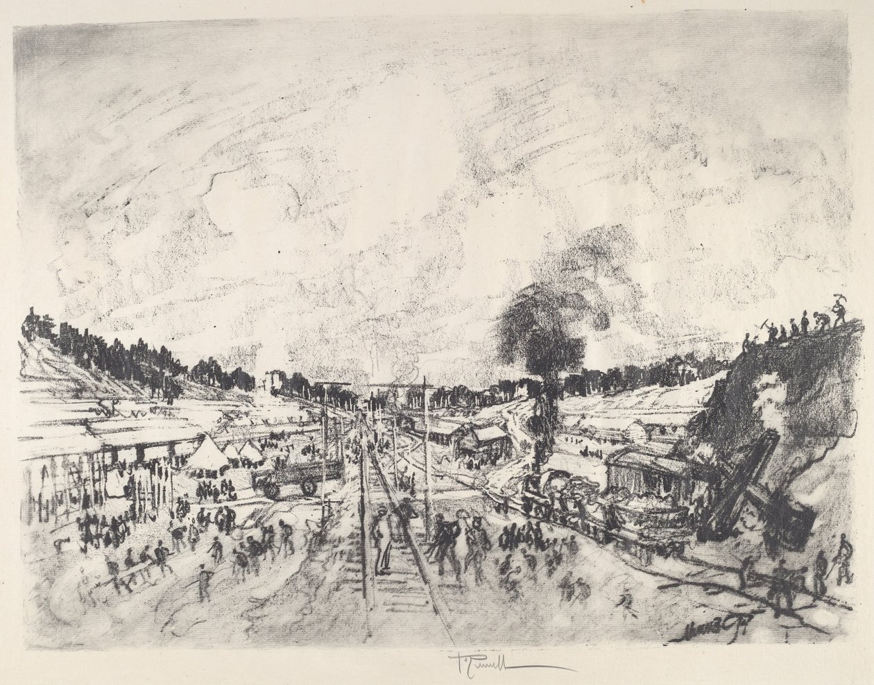 建造营地，1917年。 作者 约瑟夫·彭内尔