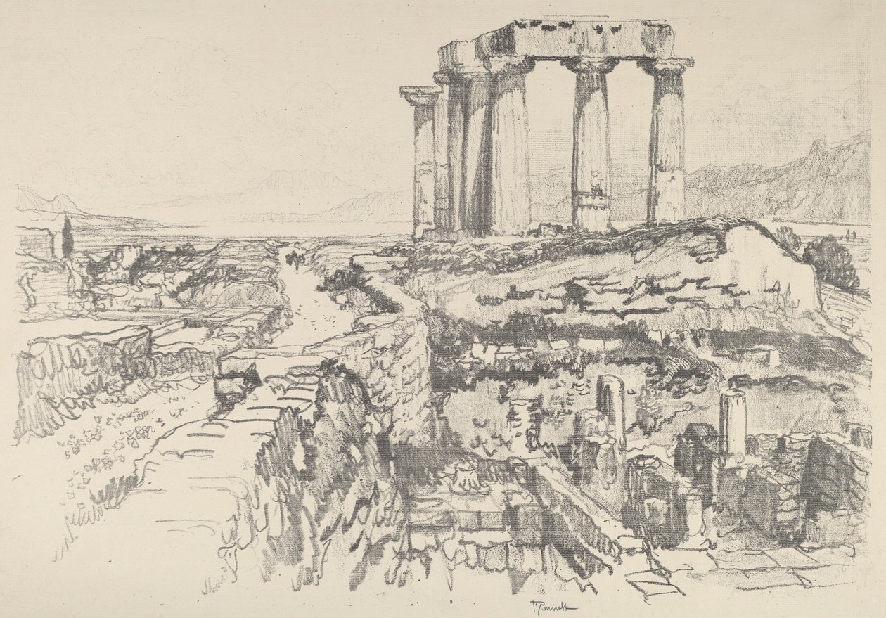 科林斯，朝海湾方向，1913年。 作者 约瑟夫·彭内尔