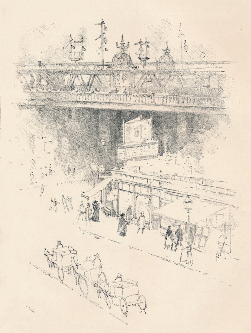 1896年，查令十字街，维利尔斯街一角 作者 约瑟夫·彭内尔