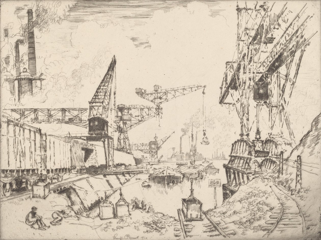 杜伊斯堡的起重机，1910年。 作者 约瑟夫·彭内尔