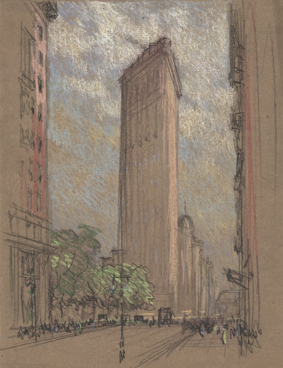 Drawing of the Flatiron Building by Pennell, c.1904 (pencil and crayon on paper) 作者 约瑟夫·彭内尔