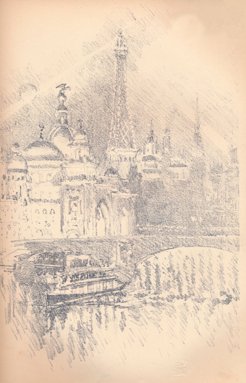 傍晚的效果，巴黎展览，1901年 作者 约瑟夫·彭内尔