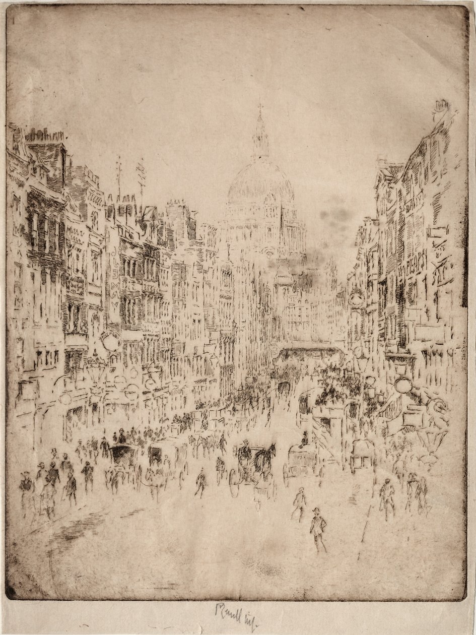 舰队街，直到圣保罗，1896年。 作者 约瑟夫·彭内尔