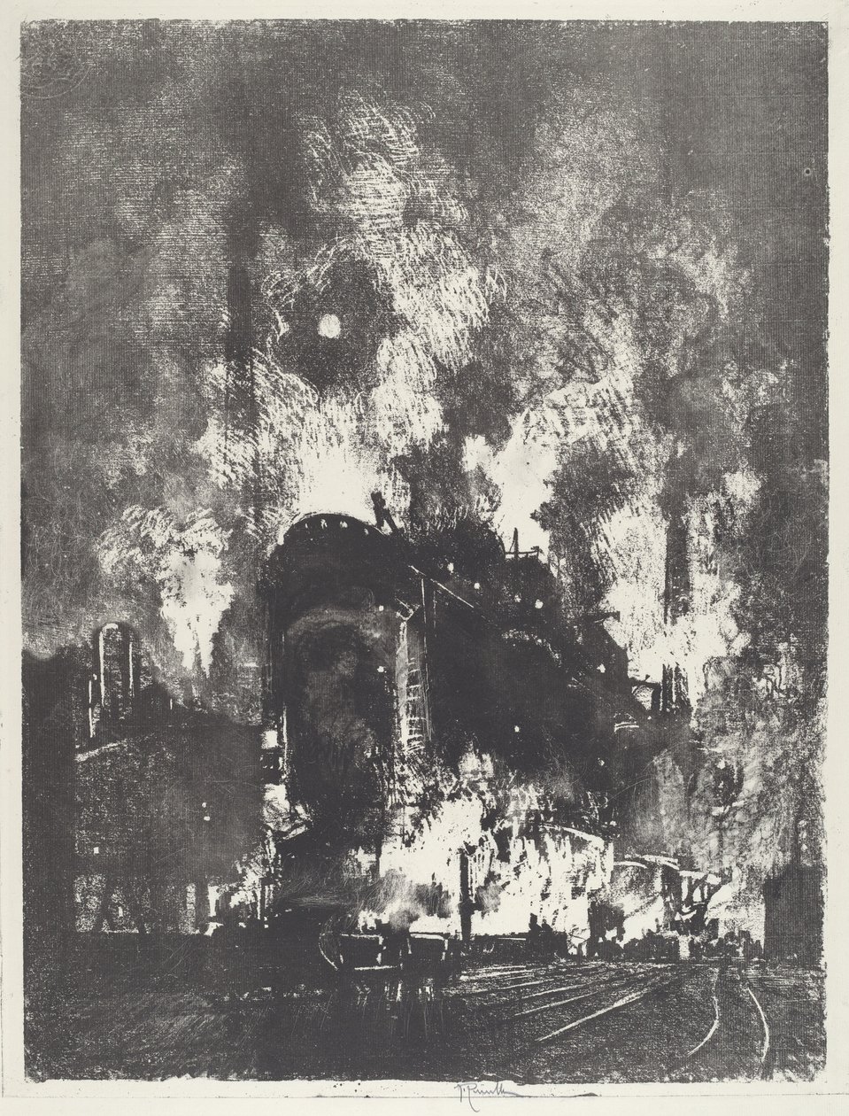 炉子在夜间，1916年。 作者 约瑟夫·彭内尔