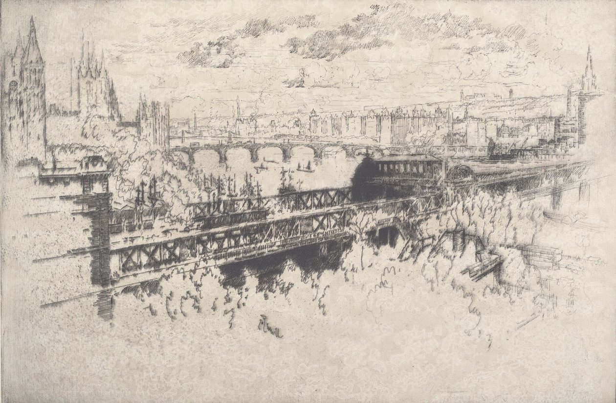 伦敦查林十字桥上，1910年。 作者 约瑟夫·彭内尔