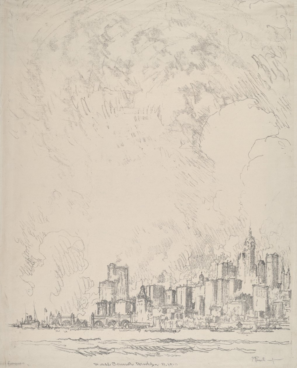 纽约，来自布鲁克林，1910年。 作者 约瑟夫·彭内尔