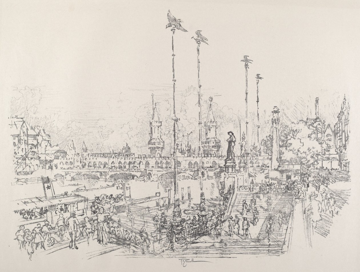 Oberbaum-Brucke，柏林，1921。 作者 约瑟夫·彭内尔