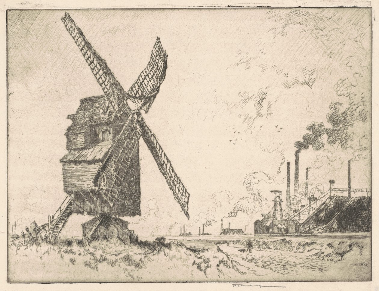 新旧磨坊，瓦朗谢讷，1910年。 作者 约瑟夫·彭内尔