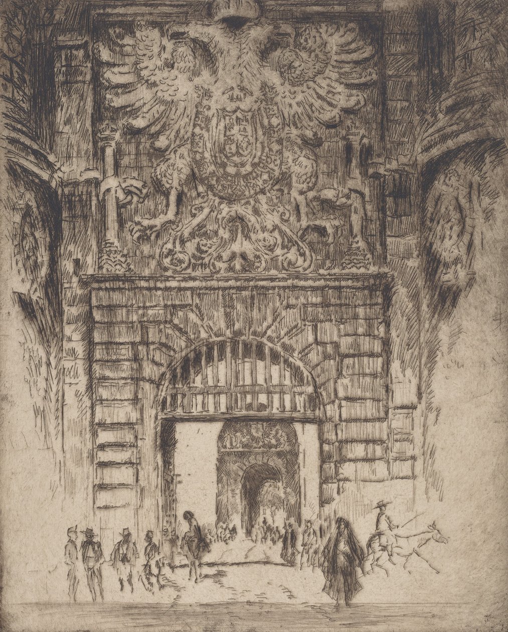 马德里之门Puerta Visagara，托莱多，1904年。 作者 约瑟夫·彭内尔
