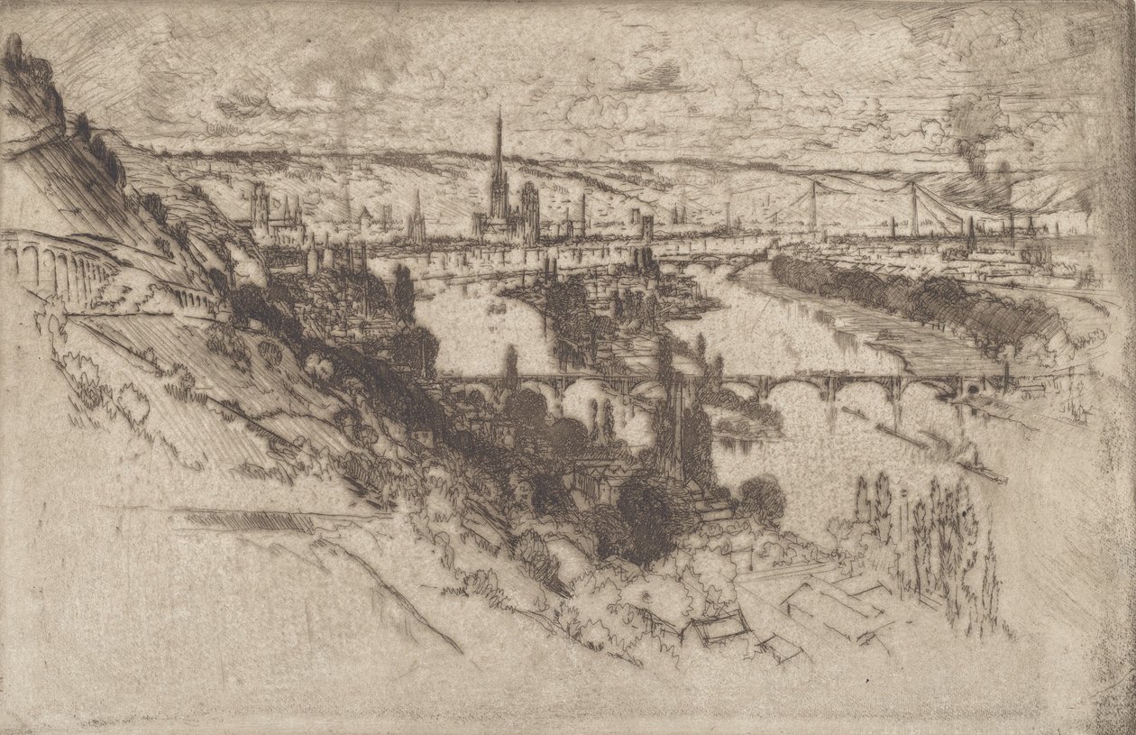 鲁昂，来自Bon Secours，1907年。 作者 约瑟夫·彭内尔