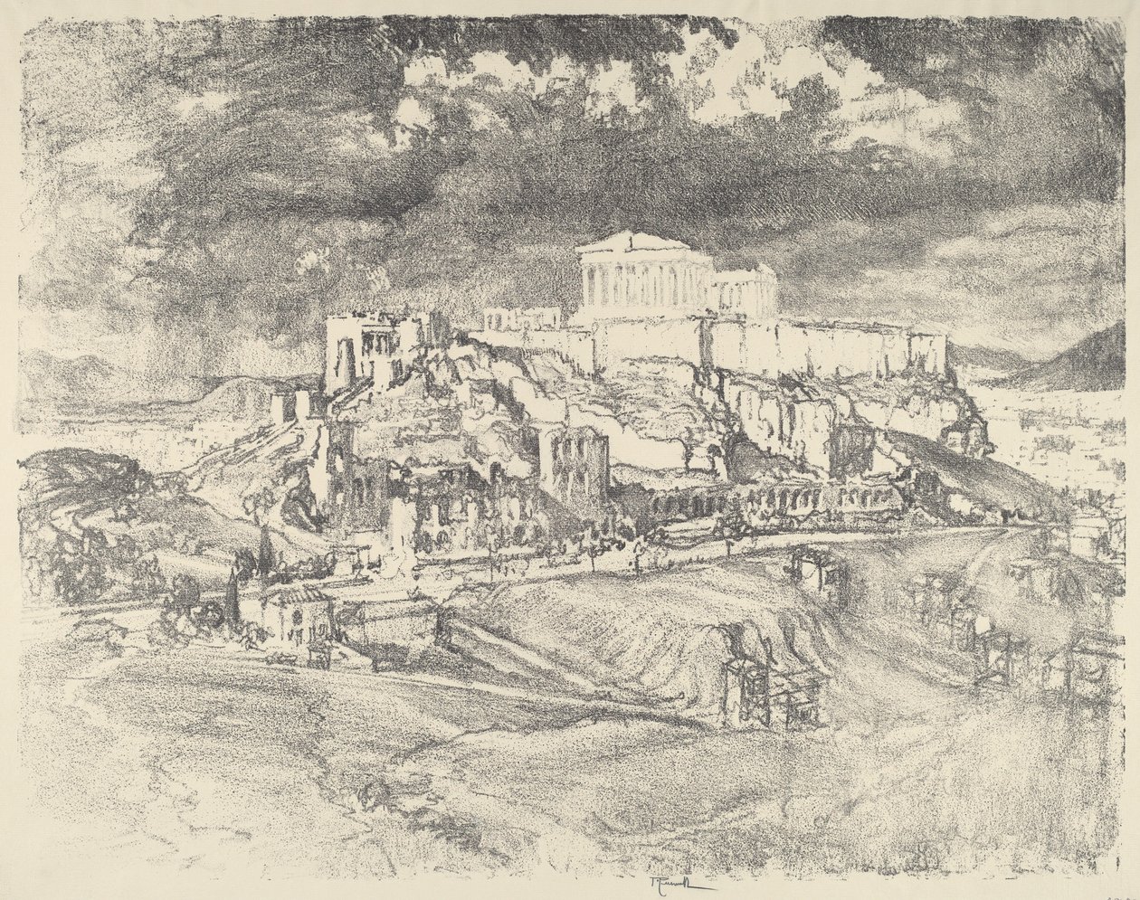 雅典卫城背后的风暴，1913年。 作者 约瑟夫·彭内尔