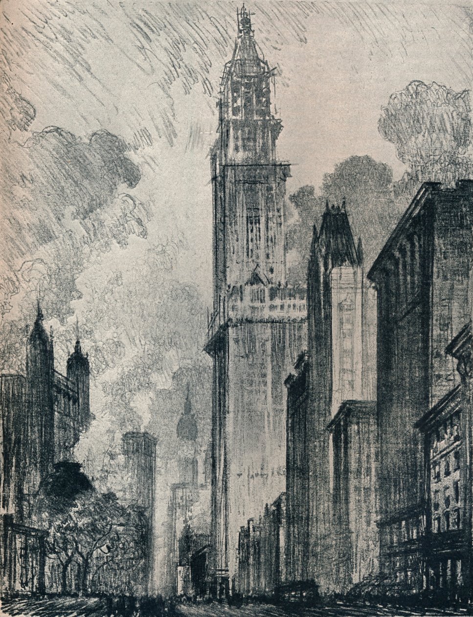 百老汇和伍尔沃斯大厦，纽约，1912年 作者 约瑟夫·彭内尔