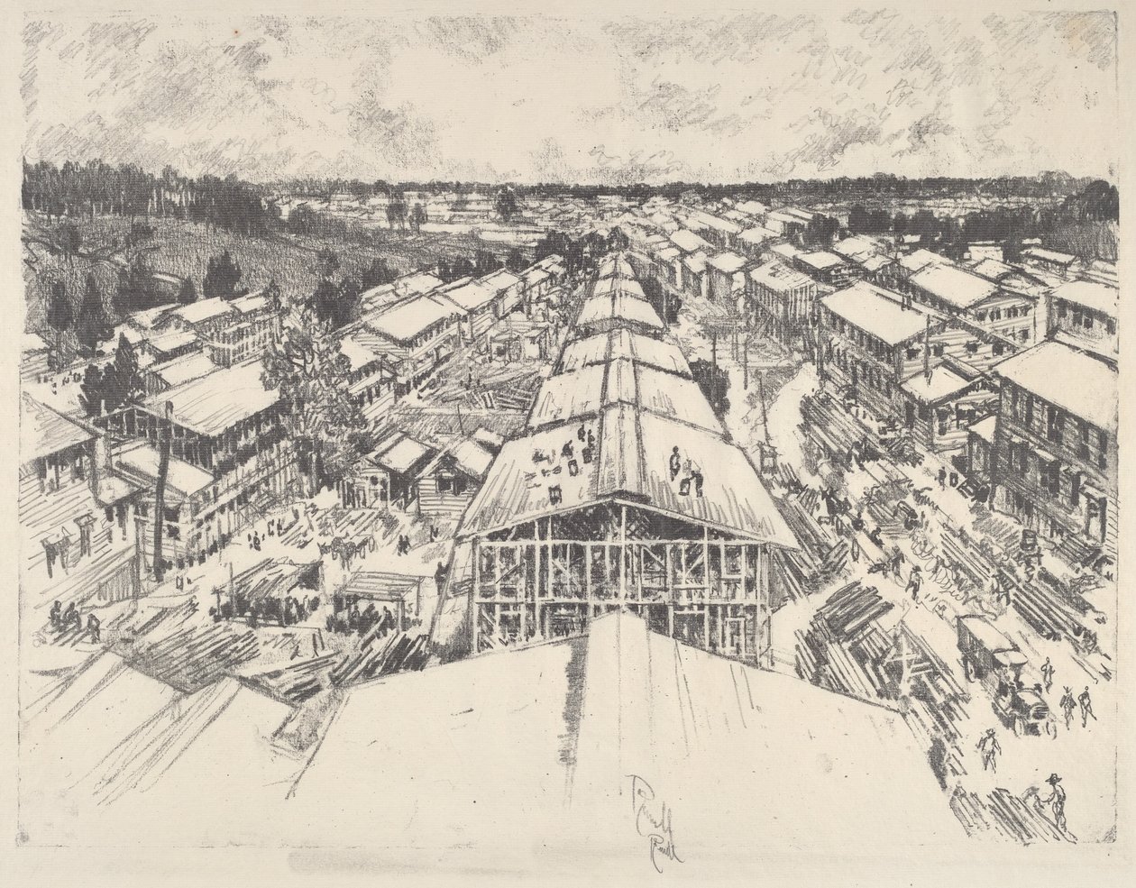 营地，新建筑，1917年。 作者 约瑟夫·彭内尔