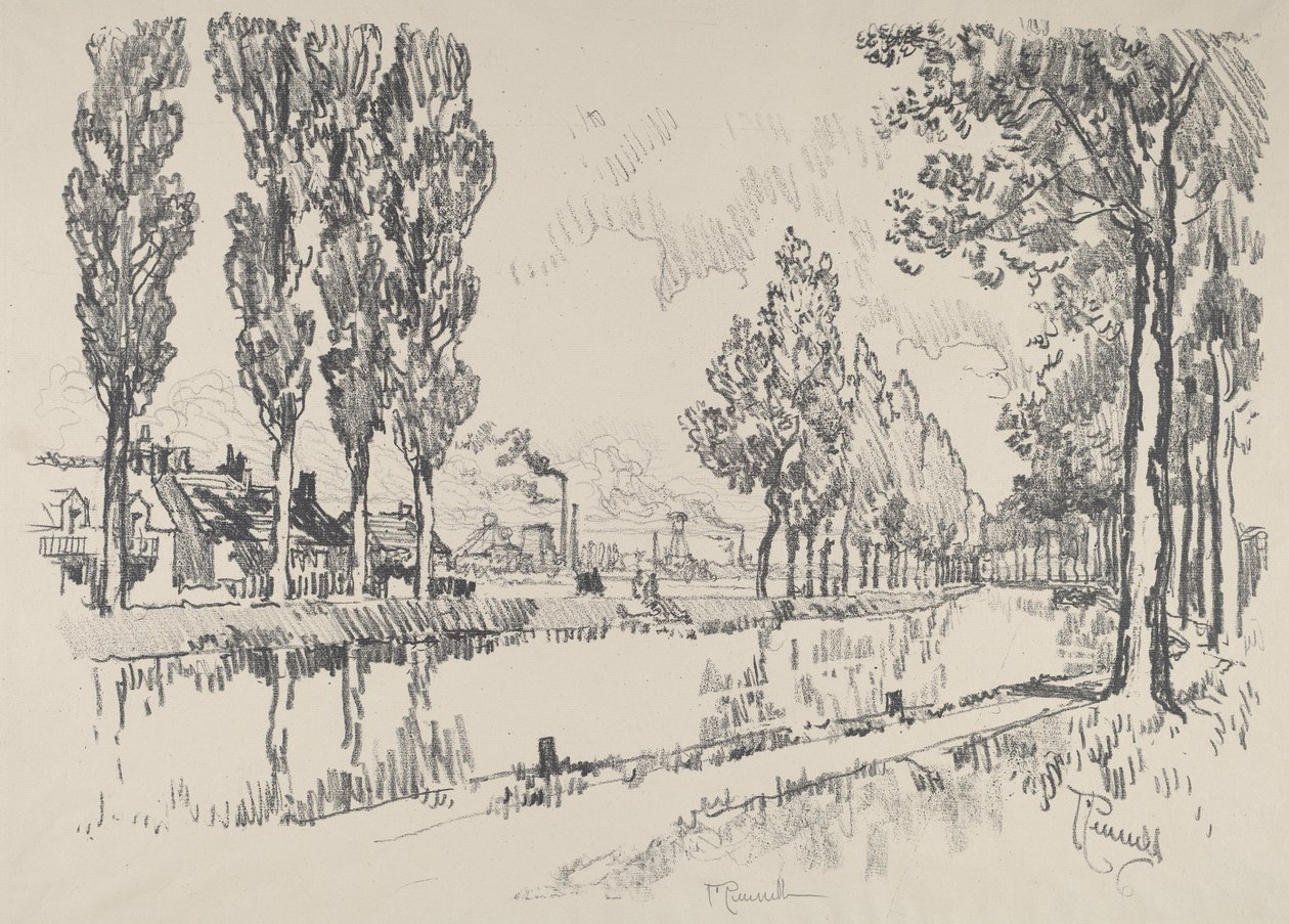 法国Blanzy的运河，1911年。 作者 约瑟夫·彭内尔