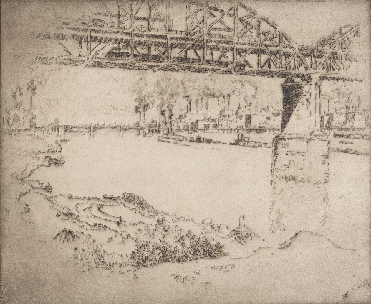 城市大桥，圣路易斯，1919年。 作者 约瑟夫·彭内尔