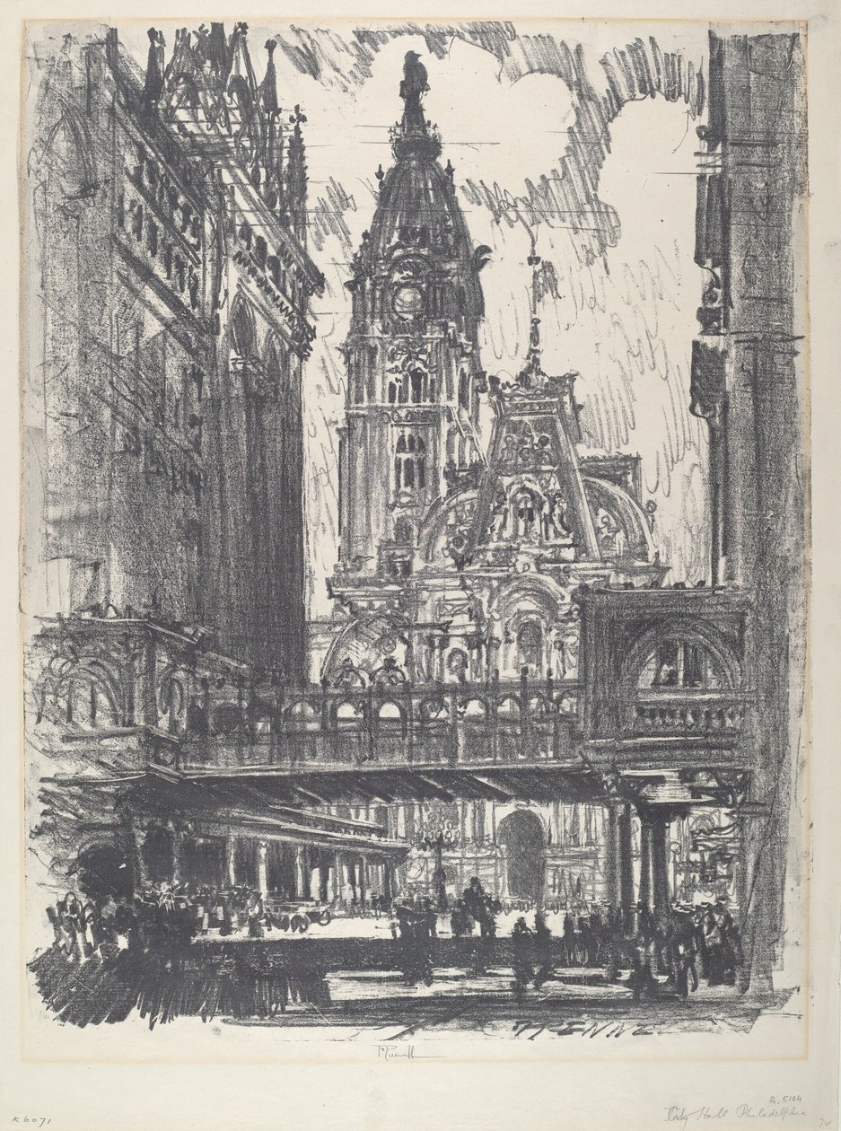市政厅和跨市场街的大桥，1912年。 作者 约瑟夫·彭内尔