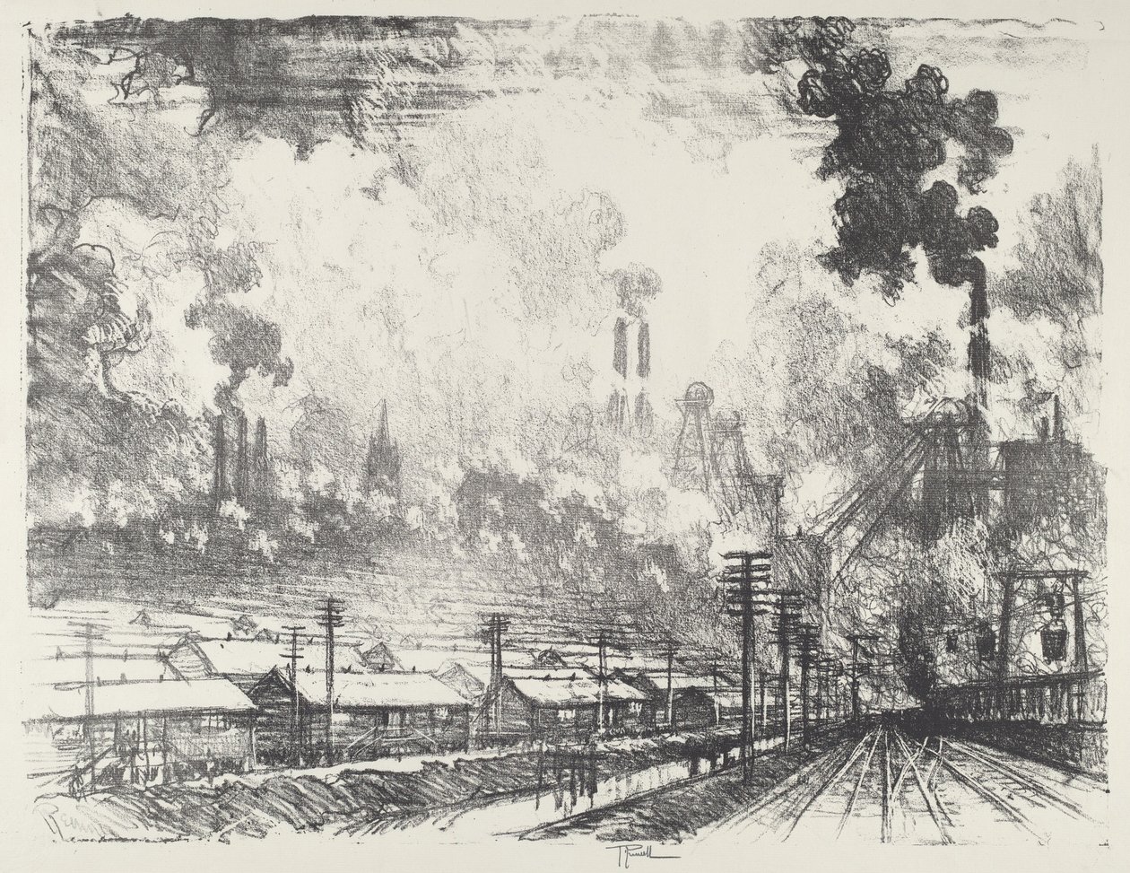 煤矿》，1916年。 作者 约瑟夫·彭内尔