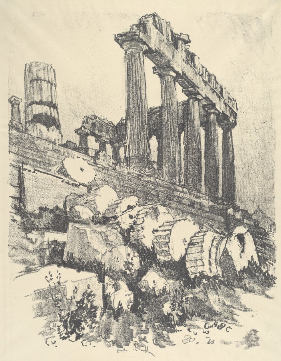 堕落的柱子，雅典，1913年。 作者 约瑟夫·彭内尔