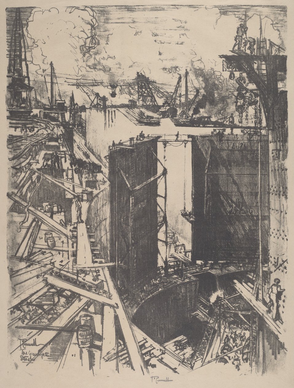 加通锁的警卫门，1912年。 作者 约瑟夫·彭内尔