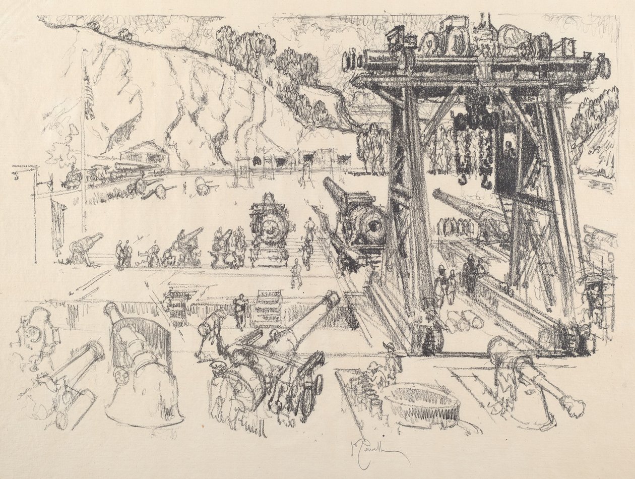 枪械试验场，1917年。 作者 约瑟夫·彭内尔