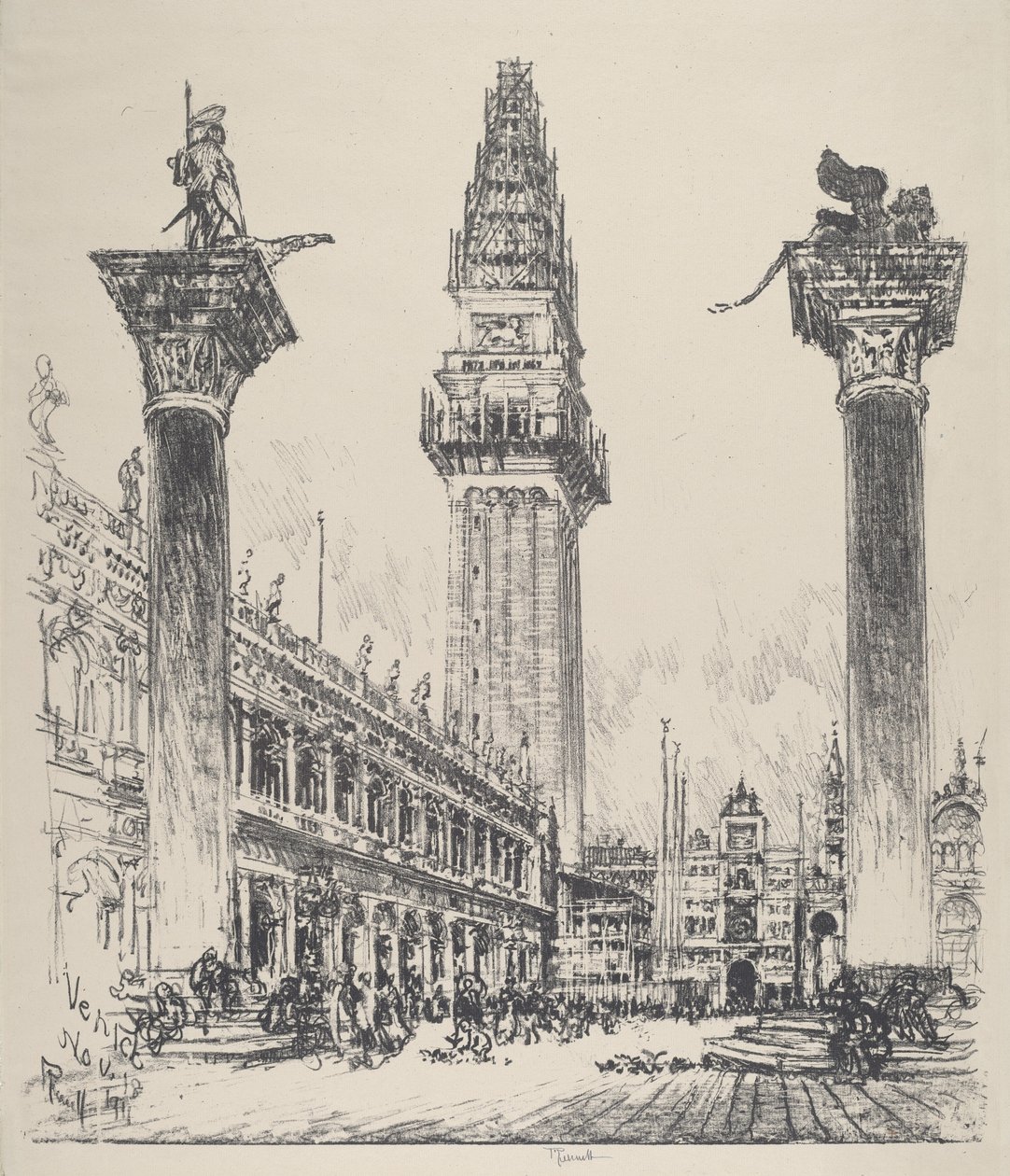 威尼斯，重建钟楼，1911年。 作者 约瑟夫·彭内尔