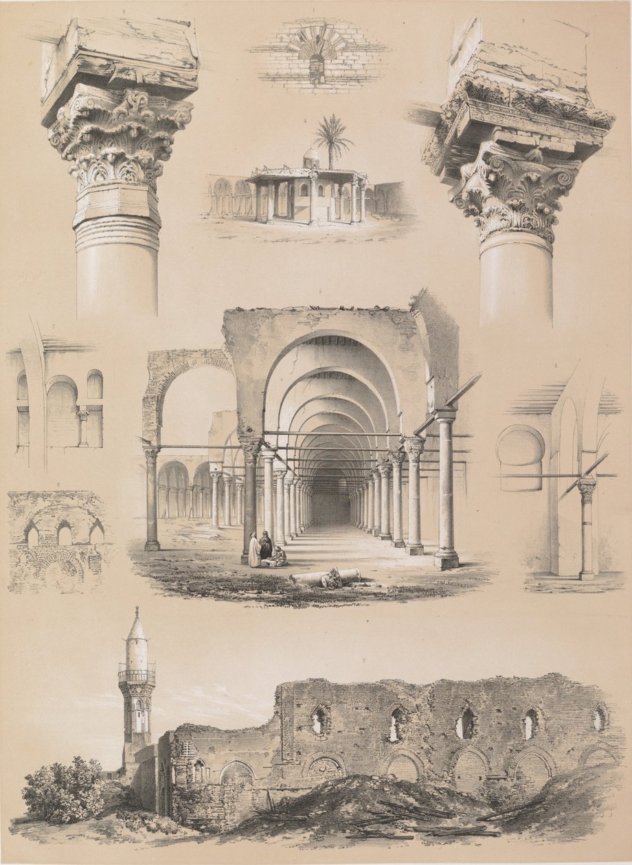 细节，阿姆鲁清真寺，凯尔，1843年。 作者 Joseph Philibert Girault De Prangey