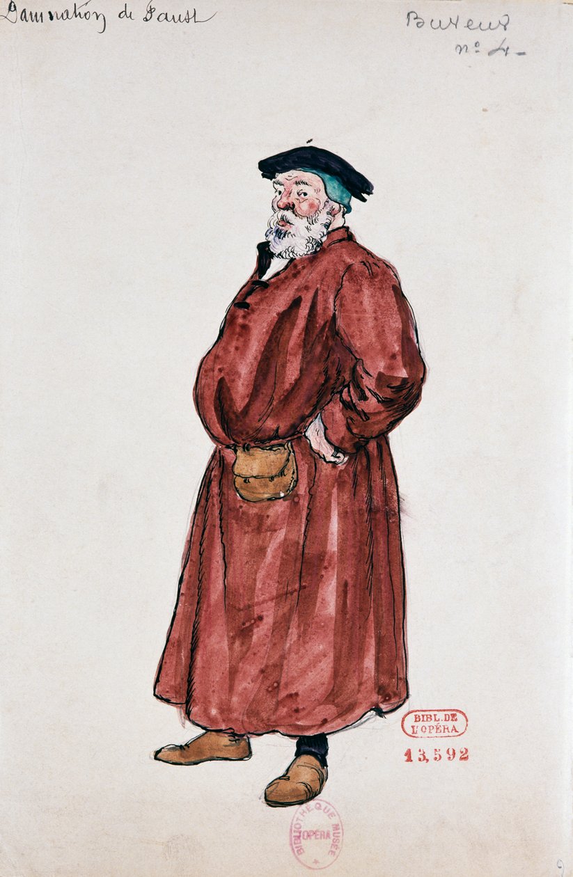 赫克托-柏辽兹《浮士德之诅咒》中酒馆老板的服装，约瑟夫-波菲尔-品尚（1871-1953 年）绘制的草图 作者 约瑟夫·波菲里·平雄