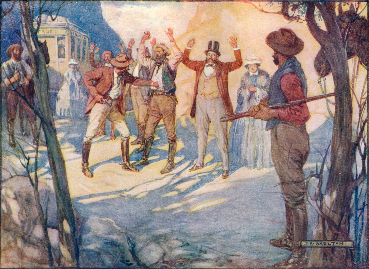教练将被阻止，所有乘客被抢劫，c1908，c1920。 作者 约瑟夫·拉特克利夫·斯凯尔顿