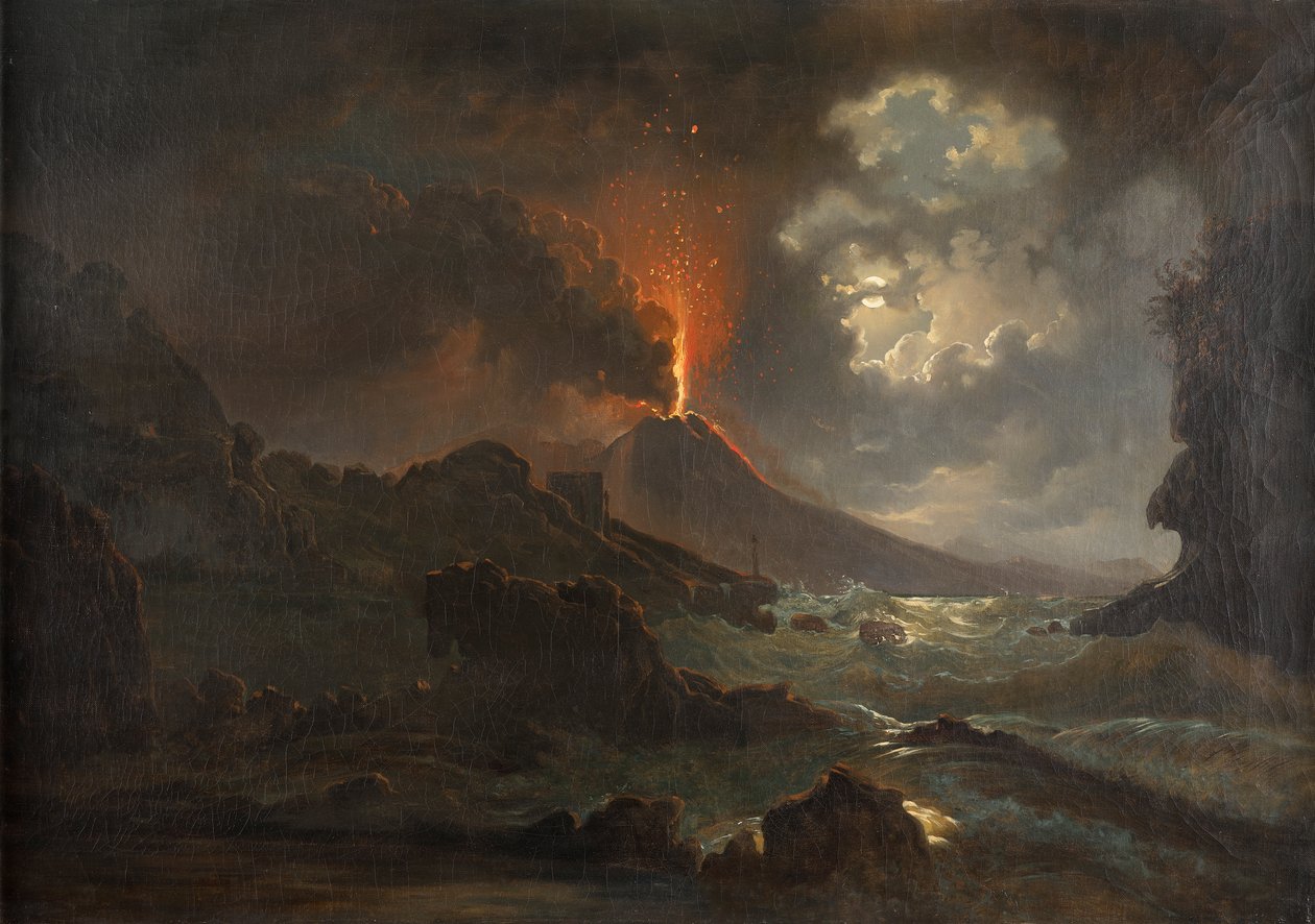 维苏威火山爆发夜景与维尔吉利奥学校美景 作者 约瑟夫反叛