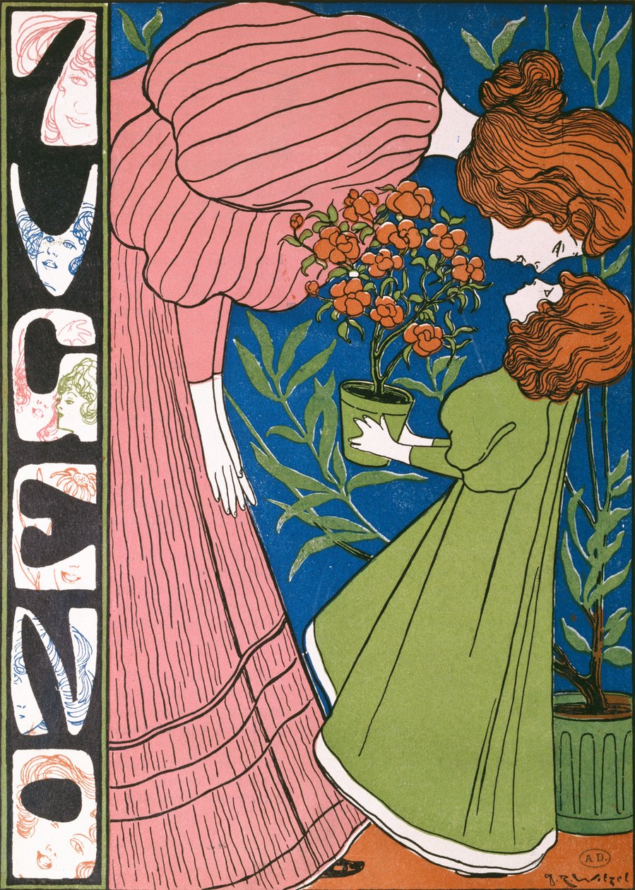 母亲和孩子拥抱，来自Jugend，1896年10月3日 作者 约瑟夫·鲁道夫·威策尔