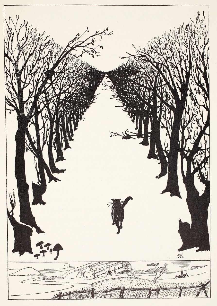 自己走过的猫，来自“小孩子的故事”的插图，Rudyard Kipling，酒吧。伦敦，1951年 作者 约瑟夫·鲁德亚德·吉卜林