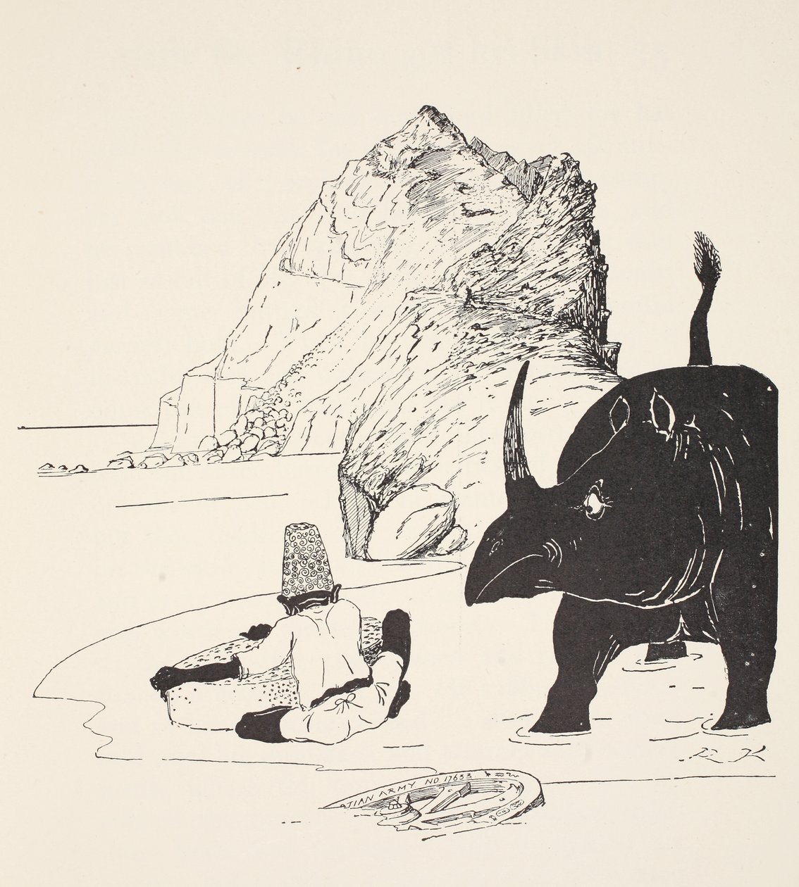 Parsee开始在无人岛上吃他的蛋糕，来自Rudyard Kipling，酒吧的“Just So Stories for Little Children”。伦敦，1951年 作者 约瑟夫·鲁德亚德·吉卜林