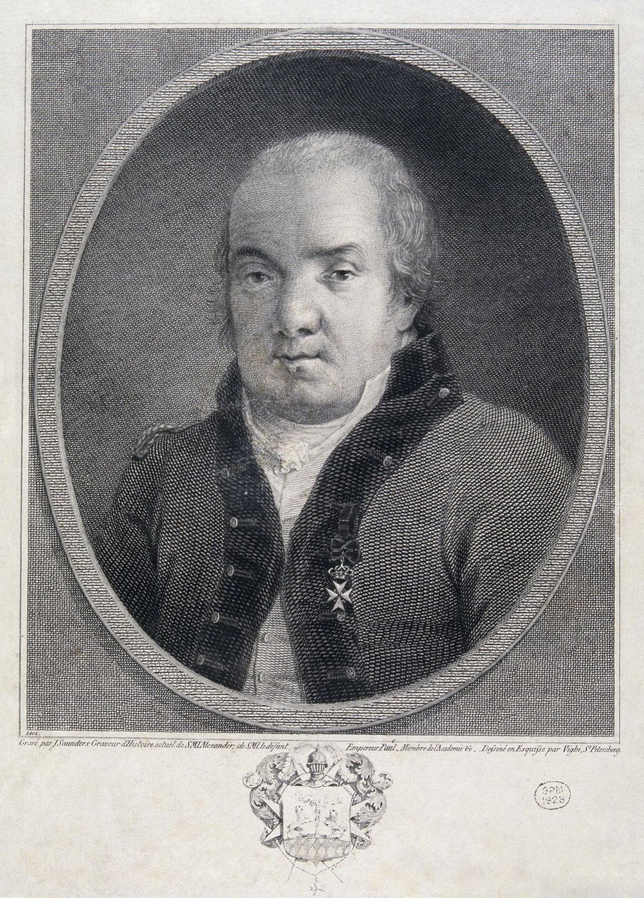 建筑师Giacomo Quarenghi的肖像，1744-1817，18世纪末。 作者 约瑟夫·桑德斯