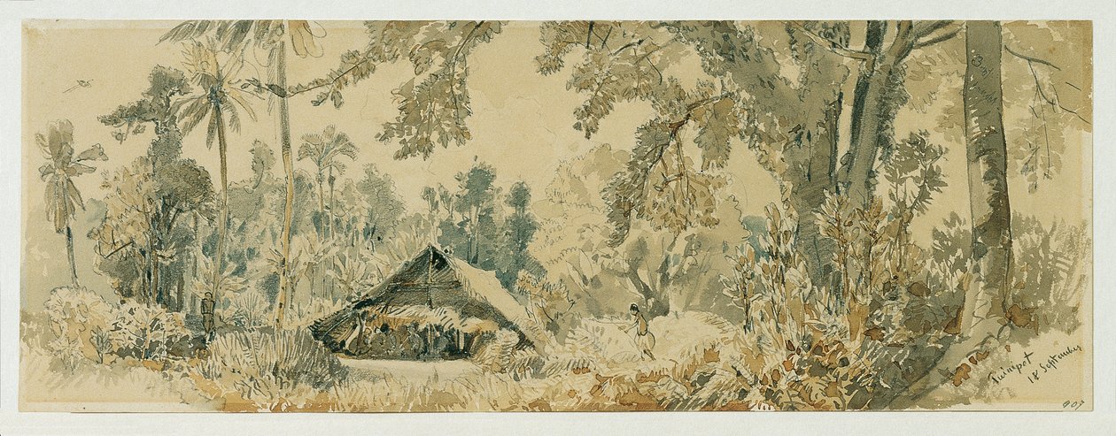 加罗林群岛普伊尼佩特（波纳佩）岛上的土著小屋 作者 约瑟夫塞勒尼
